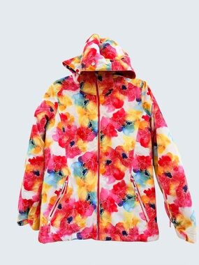 Roxy pink floral hood ski snowboard jacket